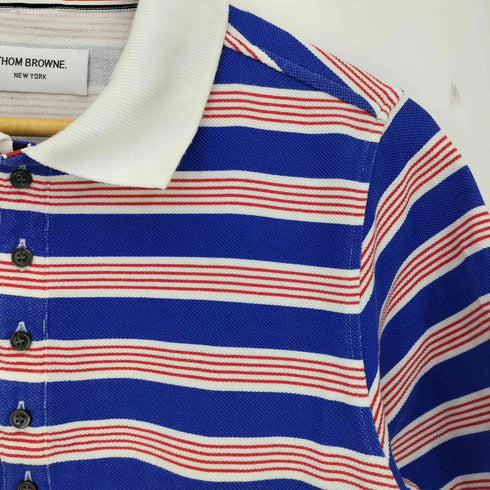 トムブラウン THOM BROWNE トリコロールテープ ボーダーポロシャツ メンズ 0