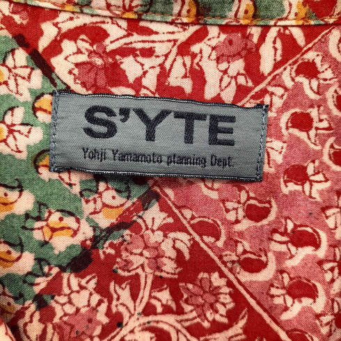 サイトバイヨウジヤマモト syte by Yohji Yamamoto INDIAN BLOCK PRINTED BOTANICAL PATTERN SHIRT WITH ROLL-UP HALF SLEEVES メンズ JPN:3