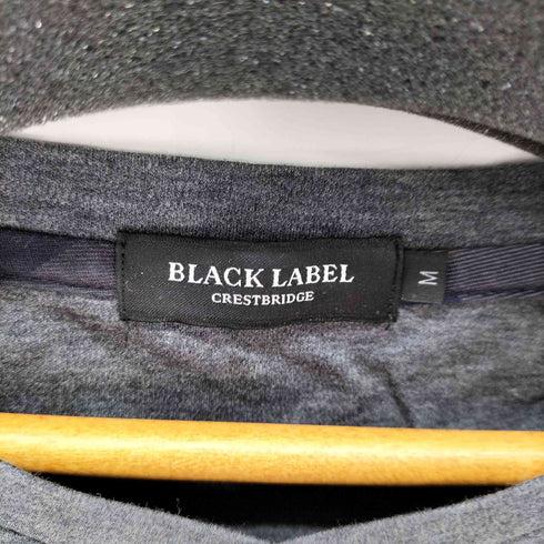 ブラックレーベルクレストブリッジ BLACK LABEL CRESTBRIDGE レザー 切替チェック Vネック半袖Tシャツ メンズ M