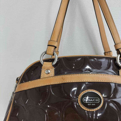 コーチ COACH シグネチャー エナメル ミニ ボストンバッグ レディース