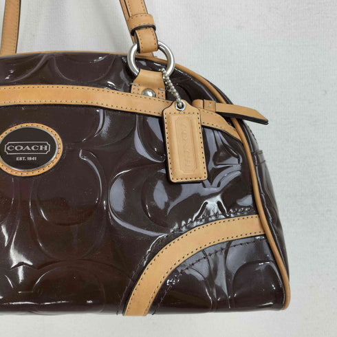 コーチ COACH シグネチャー エナメル ミニ ボストンバッグ レディース
