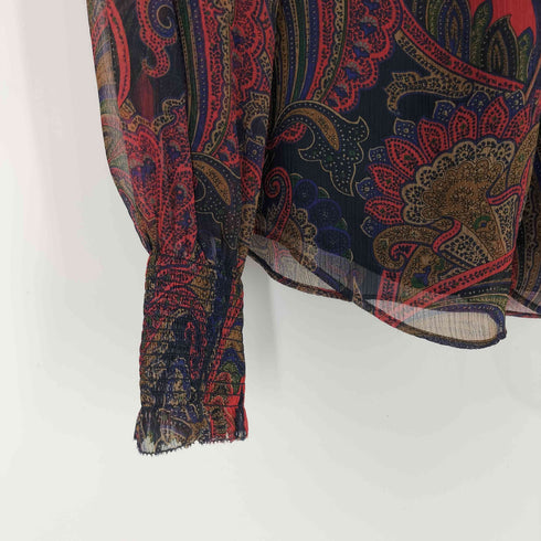 ローレンラルフローレン LAUREN RALPH LAUREN ペイズリー柄 シアー ブラウス レディース import:M