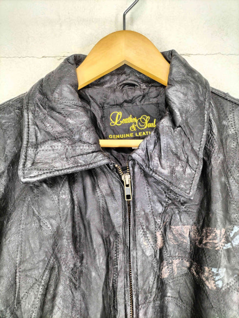 LEATHER & SOUL パッチワークレザージップブルゾン メンズ XL
