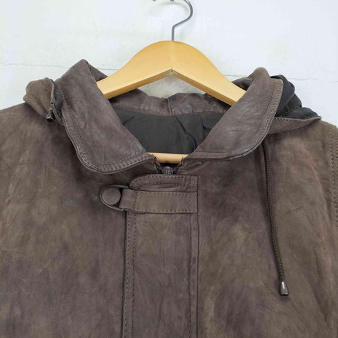 ヌバックレザーフーデッドコート メンズ 44