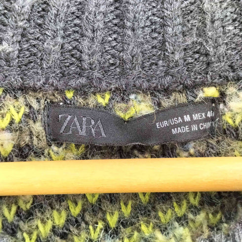 ザラ ZARA 起毛ジャカードカーディガン メンズ import:M