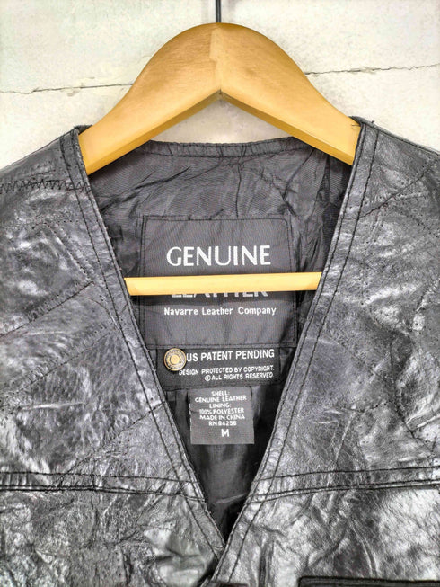 GENUIE LEATHER パッチワークデザインレザーベスト メンズ M