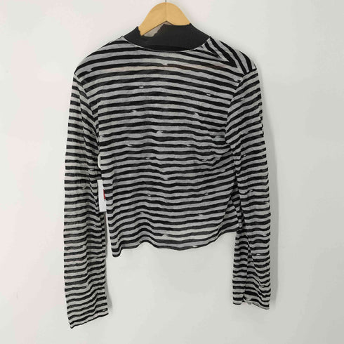 イッセイミヤケ ISSEY MIYAKE 96AW シワ加工 ボーダーシアートップ レディース JPN:M