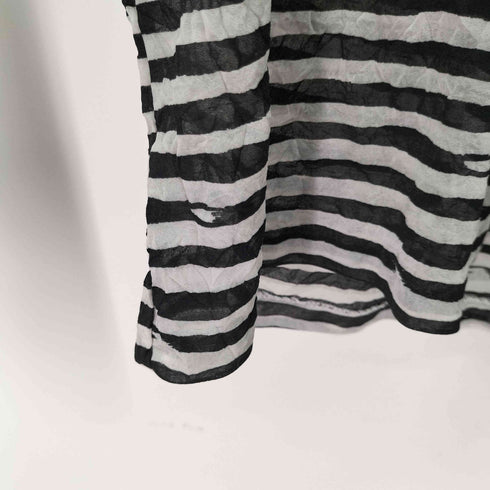 イッセイミヤケ ISSEY MIYAKE 96AW シワ加工 ボーダーシアートップ レディース JPN:M