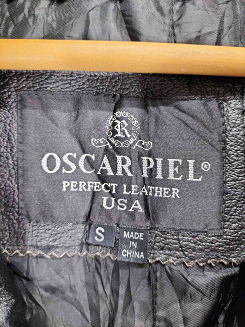 OSCAR PIEL レイヤードカラーレザーハーフコート メンズ S