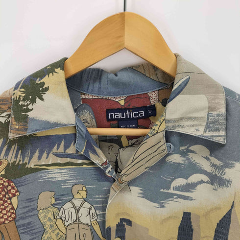 ノーティカ NAUTICA 90S リネンレーヨン 総柄オープンカラーS/S シャツ メンズ import:S