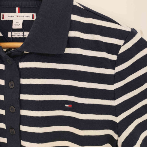トミーヒルフィガー TOMMY HILFIGER SHORT SLEEVE STRIPE POLO レディース S