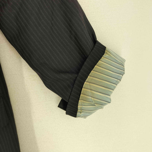 ハーディエイミス HARDY AMIES super 100s 総裏 開き見せ センターベント ストライプ 2bシングルテーラードジャケット メンズ 100ab7