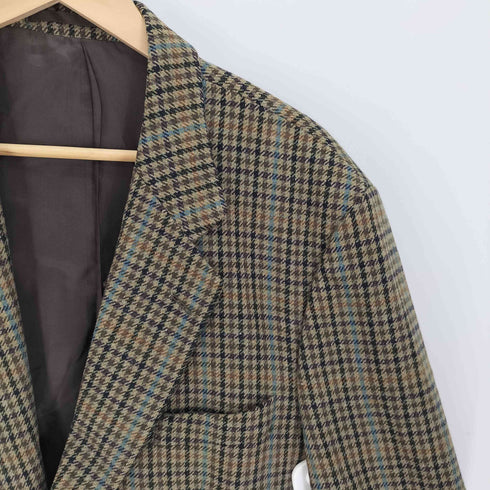 DEWHIRST 英国製 千鳥格子 ウール シングルブレスト テーラード ジャケット メンズ