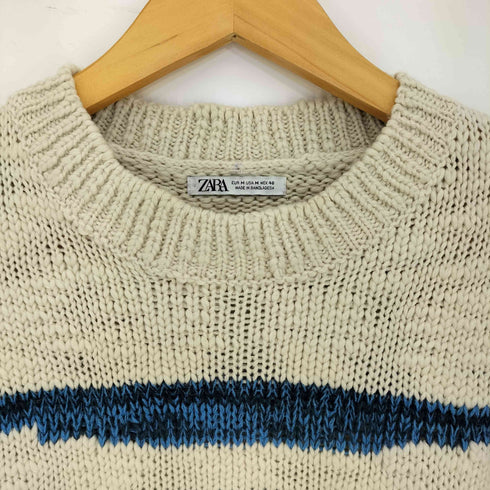 ザラ ZARA SWEATER WITH IRREGULAR STRIPES メンズ import:M