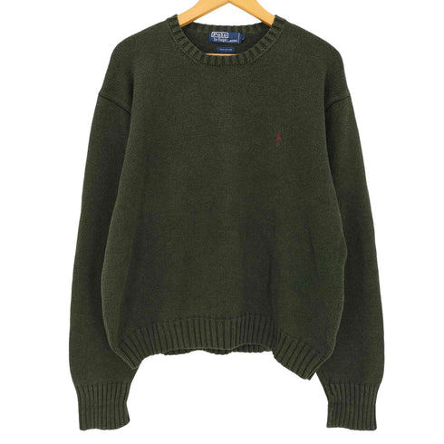 ポロバイラルフローレン Polo by RALPH LAUREN 90-00s ポニー刺繍 クルーネックコットンニット メンズ import:XXL