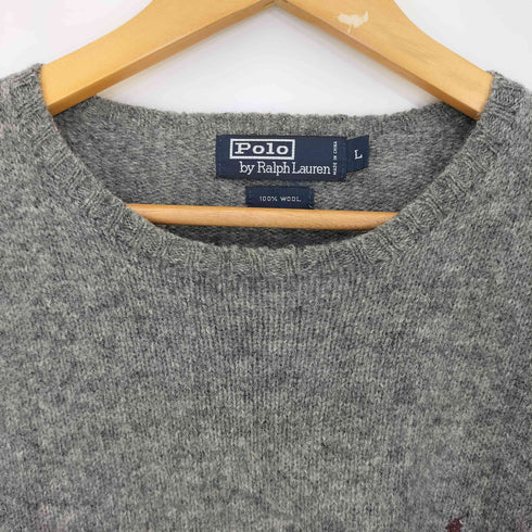 ポロバイラルフローレン Polo by RALPH LAUREN 90-00s ポニー刺繍 ウールクルーネックニット メンズ import:L