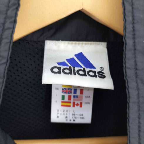 アディダス adidas 90S 万国旗タグ パフォーマンスロゴ 刺繍 裏地メッシュ 3ラインデザイン スタンドネック ナイロン ベストジャケット メンズ import:L