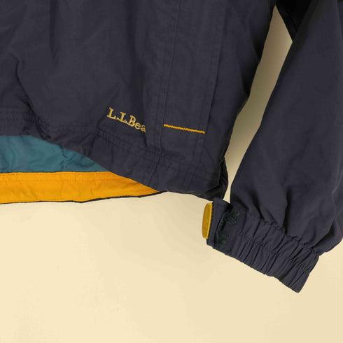 エルエルビーン L.L.Bean 90-00s ロゴ刺繍 裏地メッシュ 比翼ボタン パッカブルフード 2WAY ナイロン マウンテン ジャケット メンズ import:L