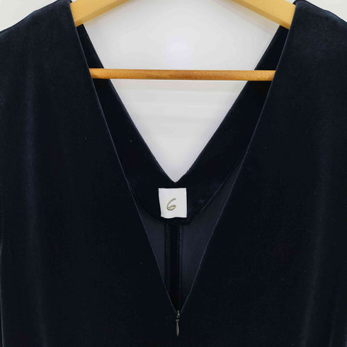 ロクビューティーアンドユースユナイテッドアローズ 6 BEAUTY & YOUTH UNITED ARROWS 24ss ベロア Vネック オールインワン レディース JPN:38