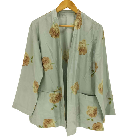 日本製 花柄シルクガウン レディース
