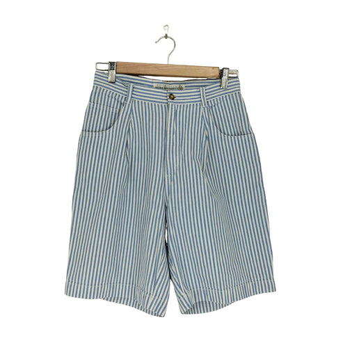 GLORIA VANDERBILT 1タックストライプワイドハーフパンツ レディース 12