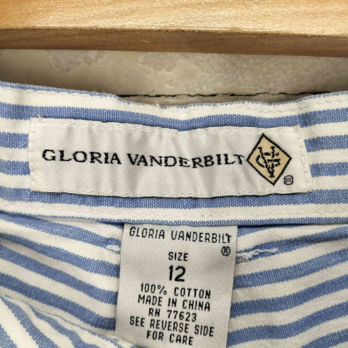 GLORIA VANDERBILT 1タックストライプワイドハーフパンツ レディース 12