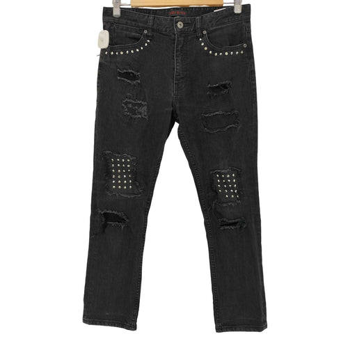 ジュリーブラック JURY BLACK Y2K スタッズ クラック加工 スキニーデニムパンツ メンズ M