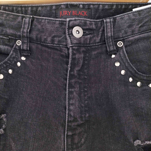 ジュリーブラック JURY BLACK Y2K スタッズ クラック加工 スキニーデニムパンツ メンズ M