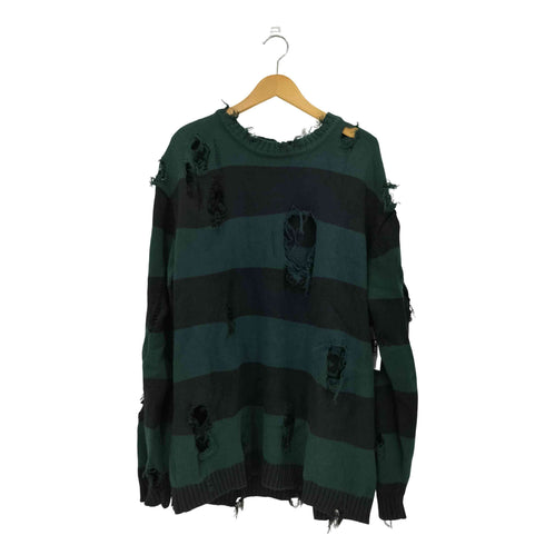 フェイス faith ダメージデザイン ボーダー柄 コットンニット セーター メンズ F