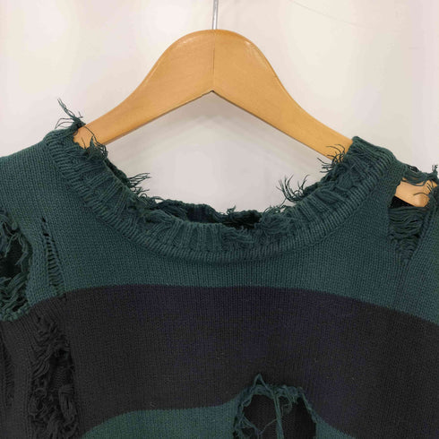 フェイス faith ダメージデザイン ボーダー柄 コットンニット セーター メンズ F