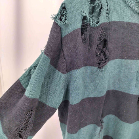 フェイス faith ダメージデザイン ボーダー柄 コットンニット セーター メンズ F