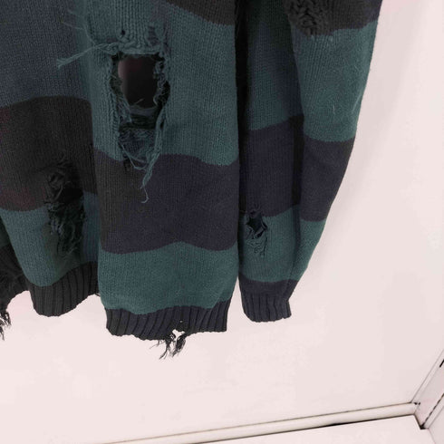 フェイス faith ダメージデザイン ボーダー柄 コットンニット セーター メンズ F