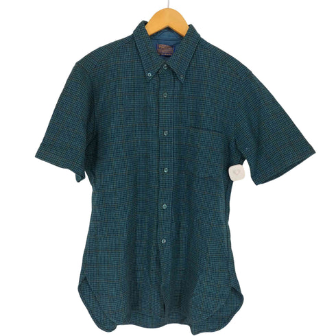 ペンドルトン PENDLETON 70S~ ガンクラブチェックウール半袖ボタンダウンシャツ メンズ L