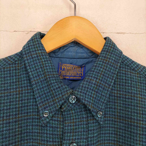 ペンドルトン PENDLETON 70S~ ガンクラブチェックウール半袖ボタンダウンシャツ メンズ L