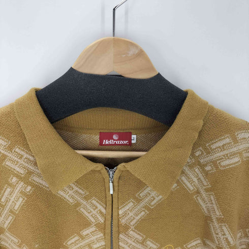 ヘルレイザー HELLRAZOR 23SS HR CORPS KNITTED POLO SHIRT ボックス シルエット 総柄 ニット ポロ メンズ JPN:L