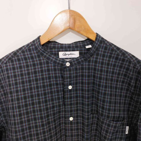 ジムフレックス GYMPHLEX チェック柄 バンドカラーシャツ メンズ import:L