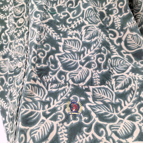 トミーヒルフィガー TOMMY HILFIGER エンブレム刺繍 総柄ボタンダウン半袖シャツ メンズ JPN:L