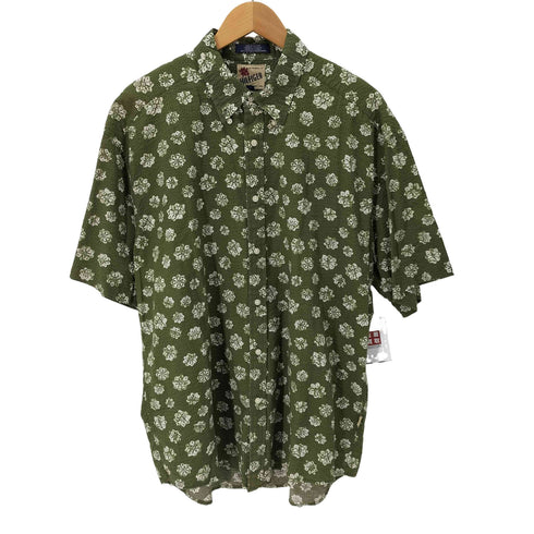 ヒルフィガー HILFIGER 00S シアサッカー フラワープリント 半袖ボタンダウンシャツ メンズ JPN:L