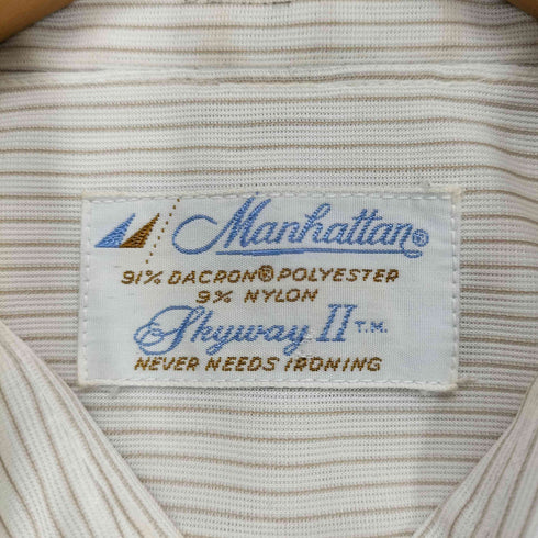 Manhattan 70-80s ポリ ナイロン シースルー ストライプシャツ メンズ