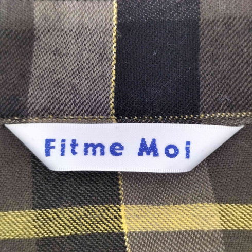 FITME MOI バンドカラーロングチェックシャツ レディース