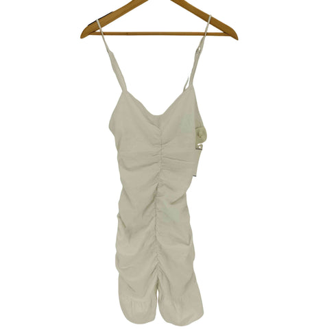 ザラ ZARA Draped Linen Blend Ruched Mini Dress レディース import:S