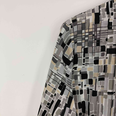 FITME MOI バンドカラー総柄ロングシャツ レディース