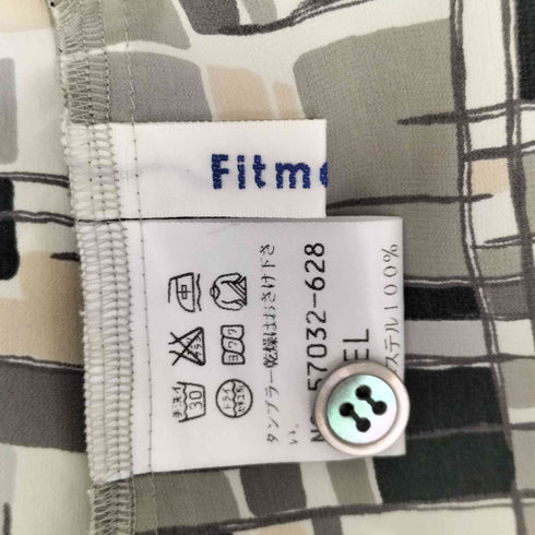 FITME MOI バンドカラー総柄ロングシャツ レディース