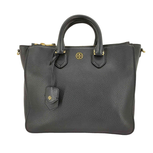 トリーバーチ TORY BURCH 2way シボ革 ロゴ ハンドバッグ ショルダーバッグ レディース