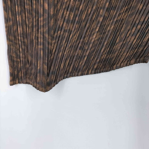 プリーツプリーズイッセイミヤケ PLEATS PLEASE ISSEY MIYAKE 総柄 プリーツ 切替 パターン ブーツカット フレア パンツ レディース JPN:2