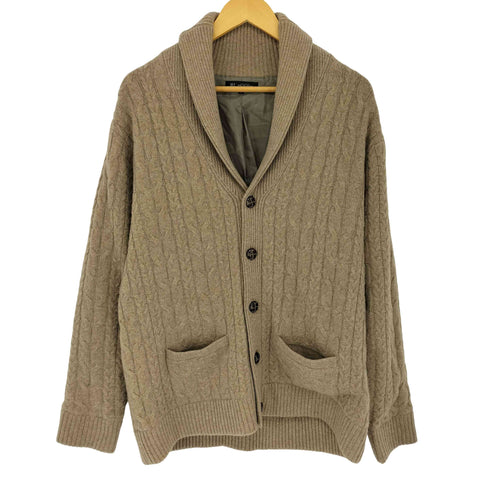 アンリリュシャピュイ Henri-Luc Chapuis くるみ釦 カシミヤ混 ケーブルニットカーディガン メンズ 2L