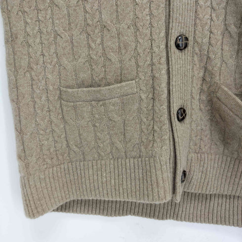 アンリリュシャピュイ Henri-Luc Chapuis くるみ釦 カシミヤ混 ケーブルニットカーディガン メンズ 2L