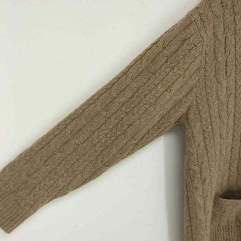 アンリリュシャピュイ Henri-Luc Chapuis くるみ釦 カシミヤ混 ケーブルニットカーディガン メンズ 2L