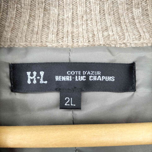 アンリリュシャピュイ Henri-Luc Chapuis くるみ釦 カシミヤ混 ケーブルニットカーディガン メンズ 2L