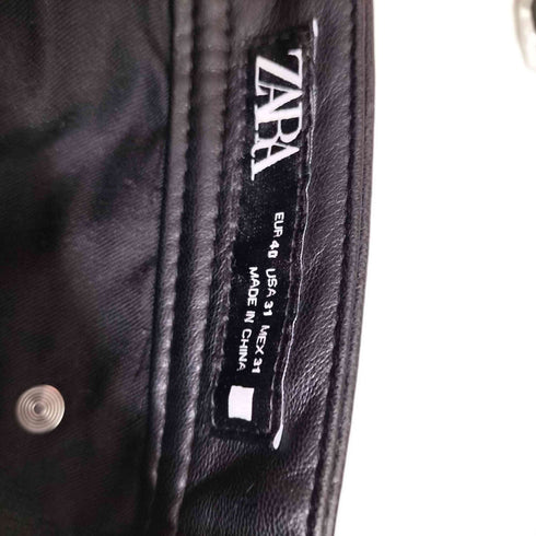 ザラ ZARA 5ポケット ジップフライ テーパード フェイクレザー パンツ メンズ 31